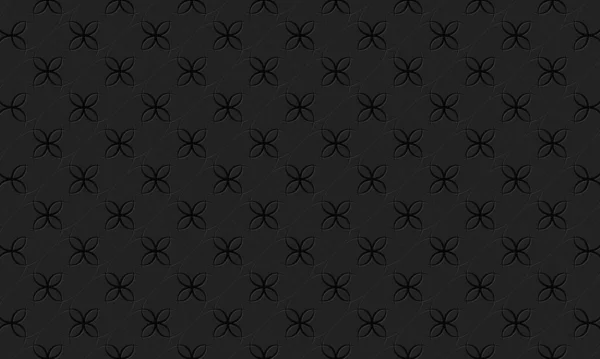 Hintergrundmuster Geometrischer Abstrakter Blumen Mit Eingedrückten Umrissen Vektorgrafik Auf Schwarzem — Stockvektor