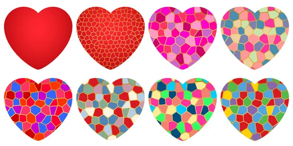 Hearts Mosaic Pattern Isolated White Background Vector Graphic — Stock Vector