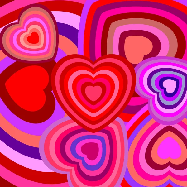 Pattern Red Pink Hearts Vector Graphics — Stock Vector