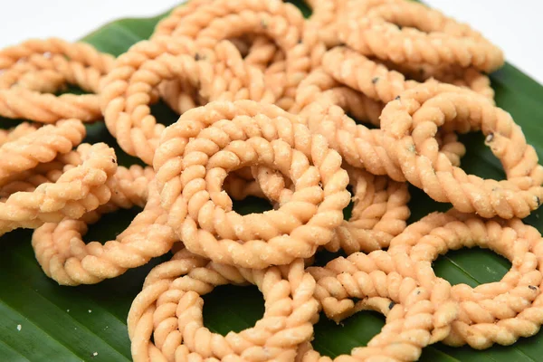 Kerala Snack Rizs Murukku Sós Chakli Chakali Sült Snack Banán — Stock Fotó