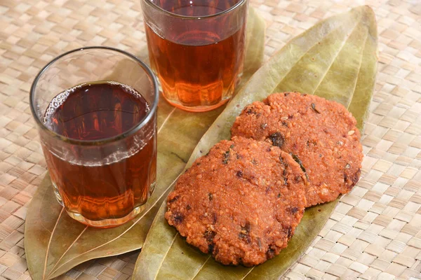 Parippu Vada Vagy Dal Fritters Indiai Fekete Tea Vagy Chai — Stock Fotó
