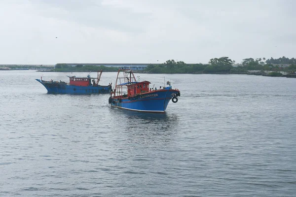 Kerala India Września 2019 Łodzie Rybackie Porcie Rybackim Kollam Lub — Zdjęcie stockowe