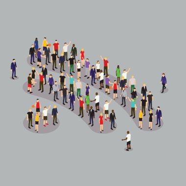 Kablosuz ağ sembolü oluşturan gruplar halinde duran insanlar.