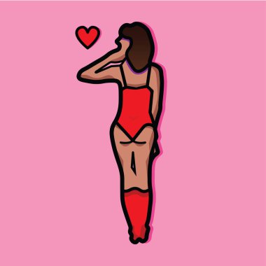 Baştan çıkarıcı pozlar veren ve kalp yollayan bir kız..