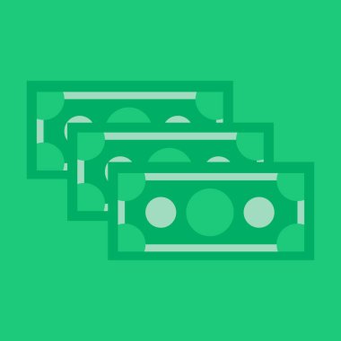 Üç yeşil banknot tasvir eden para simgesi.