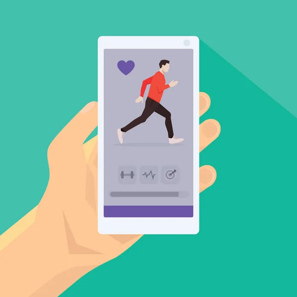 Een Man Bladert Door Gezondheid Fitness App — Stockvector