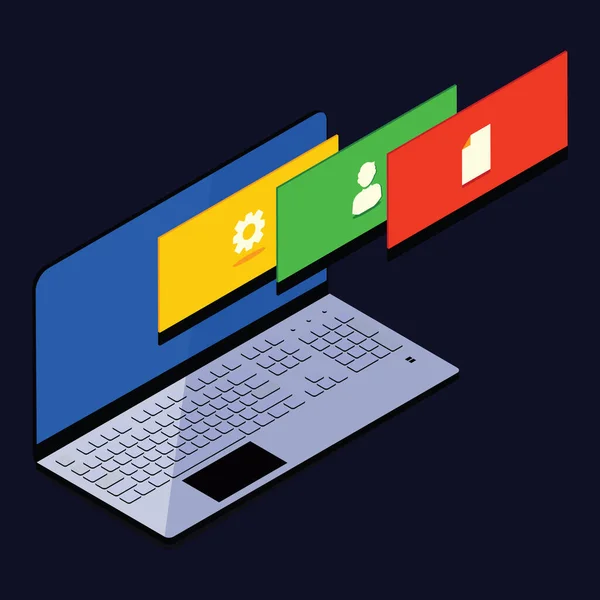 Multitasking Een Laptop — Stockvector