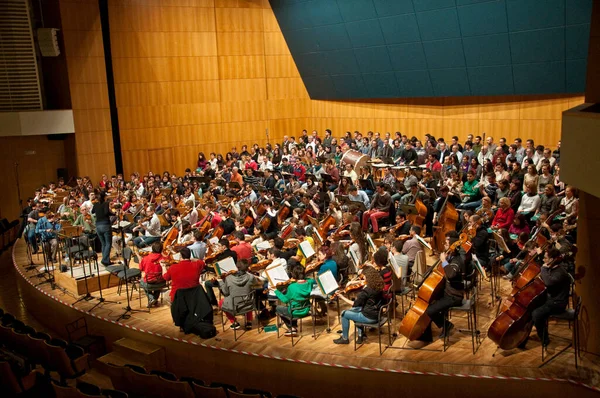 Orquesta Sinfónica Tocando Noveno Beethoven Auditorio España — Foto de Stock