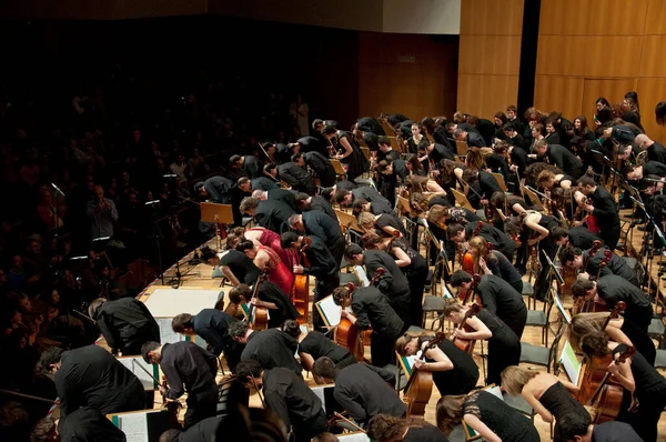 Orquesta Sinfónica Tocando Noveno Beethoven Auditorio España — Foto de Stock