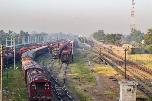 Drone Picture Facing West Faisalabad Railway Station Track Stock Photo — Φωτογραφία Αρχείου