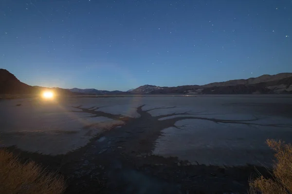 Rennbahn Playa Death Valley Nationalpark Einer Klaren Nacht Mit Endlosen — Stockfoto