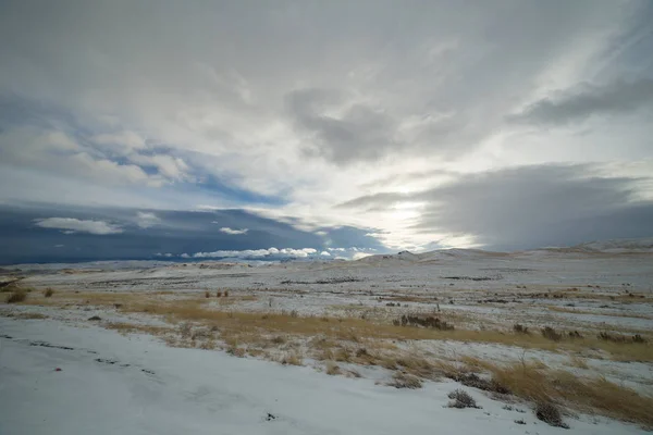 Mattinata Nuvolosa Idaho Con Paesaggio Rurale Innevato — Foto Stock