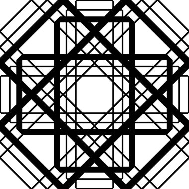 Ağ ile soyut geometrik karışıklıklar. Basit siyah beyaz arkaplan. Vektör çizimi. Tek renkli klasik tasarım.