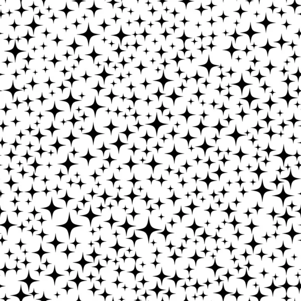 Abstract Modern Seamless Astronomy Pattern Chaotic Black Stars Vector Illustration — Stock Vector