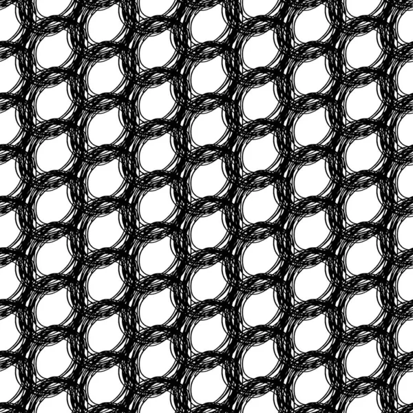 Modèle Sans Couture Noir Blanc Avec Grille Spirale Grunge Encre — Image vectorielle