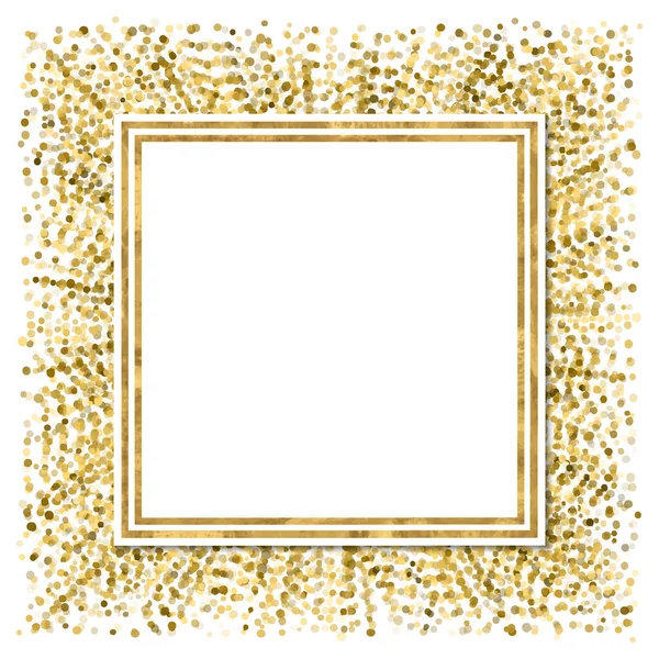Cartaz Moderno Abstrato Com Confete Dourado Moldura Dourada Espaço Para — Vetor de Stock