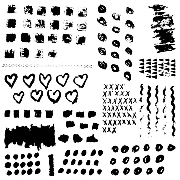 Conjunto Vectorial Pinceladas Negras Elementos Aislados Editables Pinceles Grunge Banners — Vector de stock