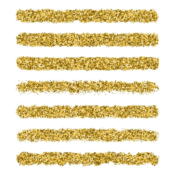 Conjunto Pinceladas Abstratas Douradas Fundo Banner Brilhe Elemento Design Isolado — Vetor de Stock