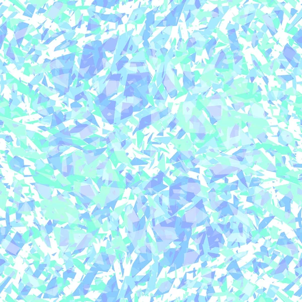 割れ抽象ガラスシャードの破片と祭りのシームレスなパターン 創造的なベクトル図 優しい青の凍結霧雨の色 現代的な背景 光沢のある背景 — ストックベクタ