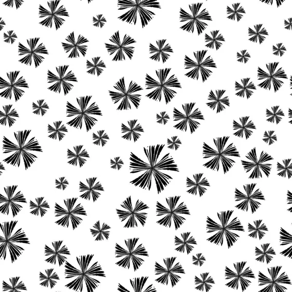 Abstract Eenvoudig Naadloos Patroon Leuke Achtergrond Met Zwarte Bloemen Monochrome — Stockvector