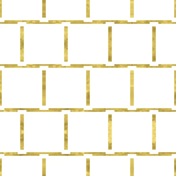 Goud Wit Naadloos Patroon Met Glitter Folie Getextureerd Strip Grid — Stockvector