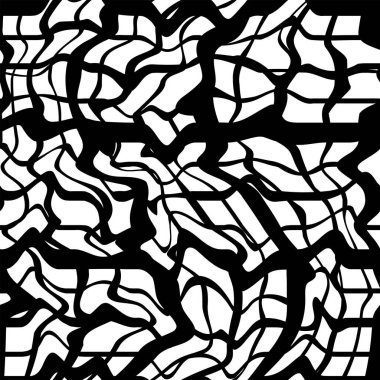 Kusursuz monokrom grunge patern kumaş dokusu. Basit geometrik soyut kırık fon. Siyah ve beyaz dalga baskısı. Tasarım duvar kağıdı, dekoratif kağıt, web vs. için modern illüstrasyon