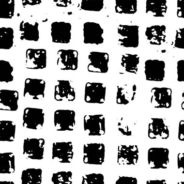 Kusursuz monokrom grunge patern kumaş dokusu. Basit, sanatsal, soyut, kırık arka plan. Siyah beyaz baskı. Tasarım duvar kağıdı, dekoratif kağıt, web vs. için modern illüstrasyon