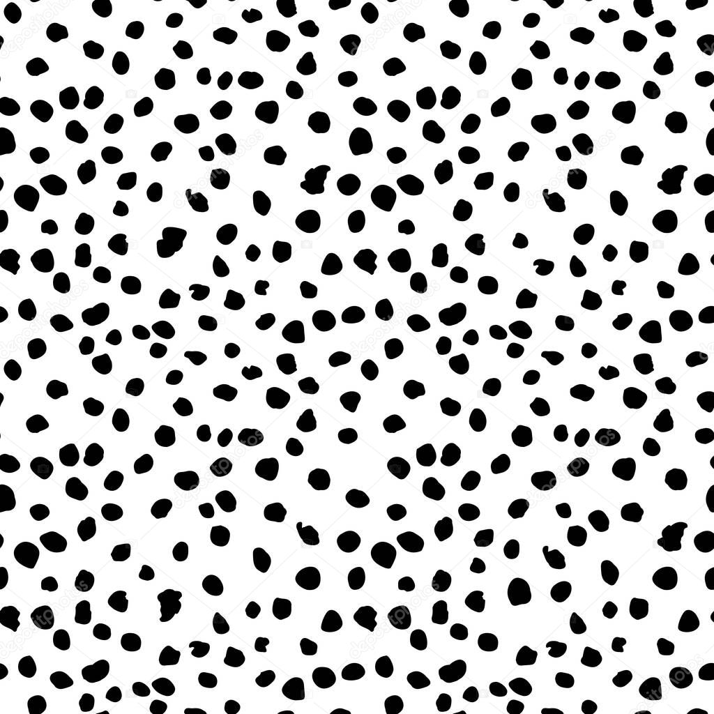 Seamless monochrome grunge patern fabric texture. Simple  artistic abstract spotted backdrop. Black and white  print. Modern illustration for design wallpaper, decorative paper, web, etc