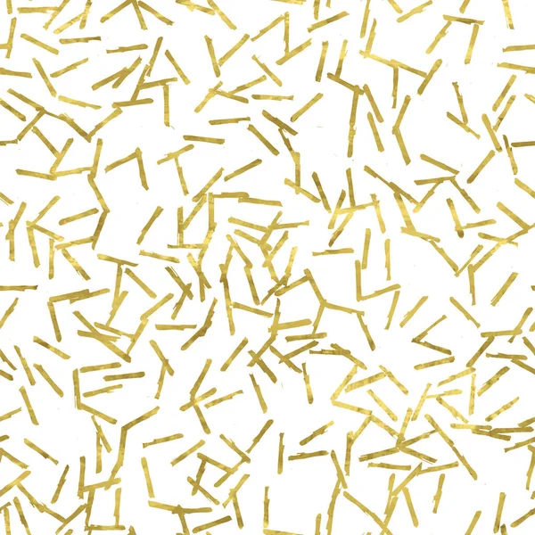 白色和金黄色无缝图案与闪闪发光的箔雨纹纹理 抽象的艺术背景 织物设计 装饰用纸 网页的明亮而明亮的插图 — 图库矢量图片
