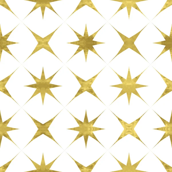 Biały Złoty Bezszwowy Wzór Błyszczącą Folią Teksturowane Gwiazdy Streszczenie Artystycznego — Wektor stockowy