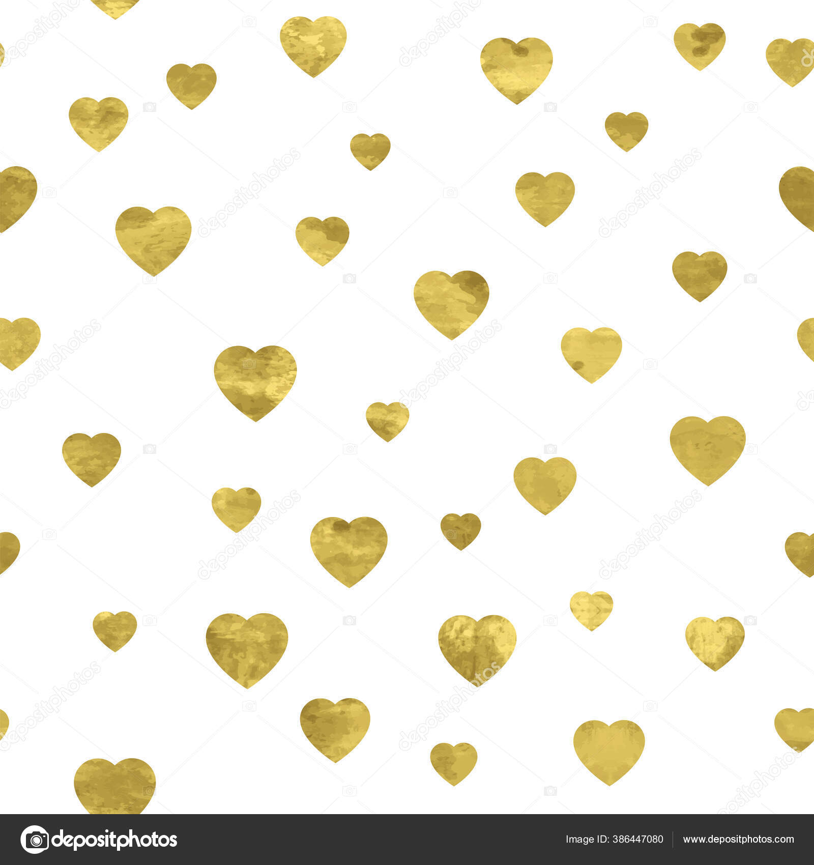 Gold hearts on white background seamless pattern Vector Image