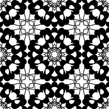 Soyut, pürüzsüz desen. Siyah çiçekli şirin bir arka plan. Tek renkli vektör illüstrasyonu.