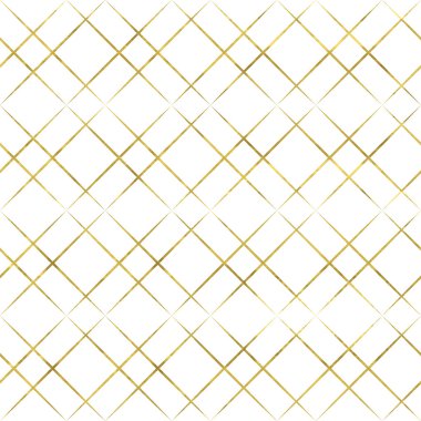 Beyaz ve altın geometri deseni. Soyut geometrik modern arka plan ve altın sanat hücresi ızgarası. Parlak parlak bir illüstrasyon. Kumaş, tekstil, duvar kağıdı, dekoratif kağıt, ağ için altın folyo dokusu