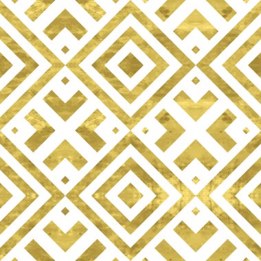 Beyaz ve altın geometri deseni. Soyut geometrik modern arkaplan. Parlak parlak bir illüstrasyon. Kumaş, tekstil, duvar kağıdı, dekoratif kağıt, ağ için altın folyo dokusu