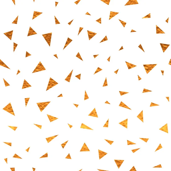 Gold White Seamless Pattern Golden Triangles Bright Confetti Background Vector — Stock Vector