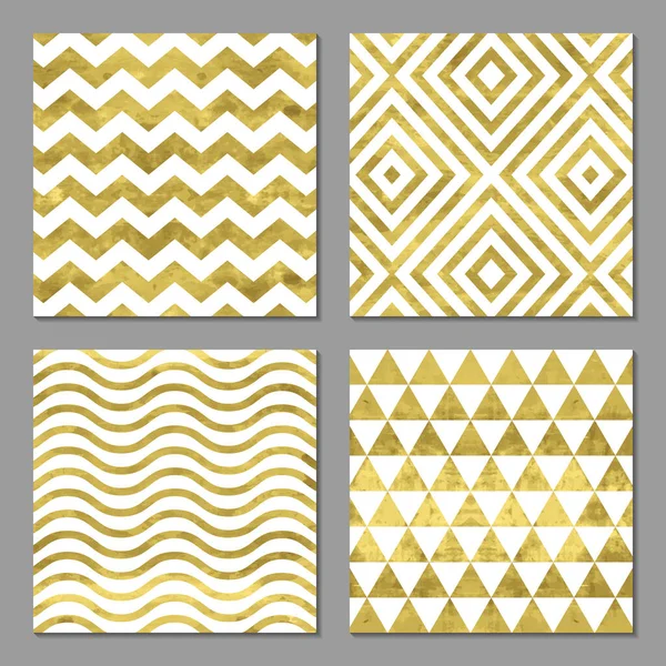 Set Abstract Bright Golden Cards — Stock Vector