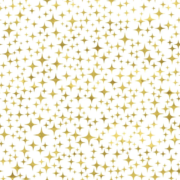 黄金のレトロな星とゴールドと白のシームレスなパターン 明るいコンフェッティの背景 ベクトルイラスト 光沢のあるスプラッシュカバー 金箔の質感 祭りの旗 — ストックベクタ