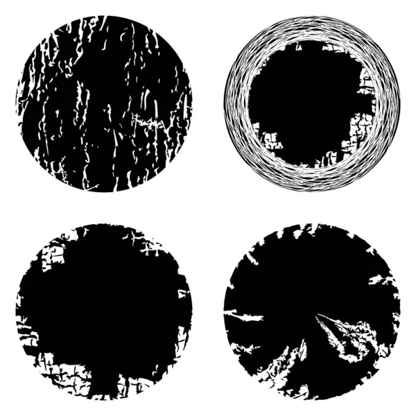 Conjunto Vectorial Formas Grunge Círculo Negro Marcos Pinceladas Elementos Aislados — Vector de stock