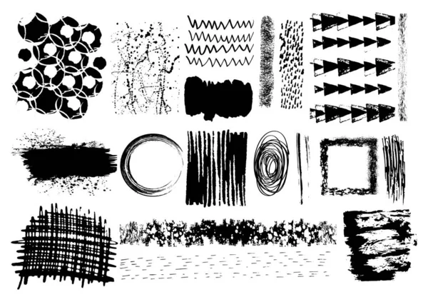 Ensemble Vectoriel Coups Pinceau Noir Éléments Isolés Modifiables Brosses Bannières — Image vectorielle