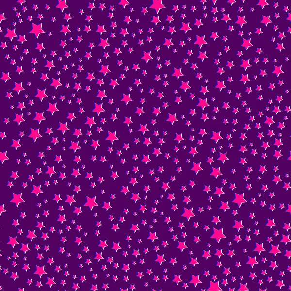 抽象夜空に輝く星とシームレスな天文学の壁紙 ピンクの星の紫色の背景 ベクトルイラスト 編集が簡単 — ストックベクタ