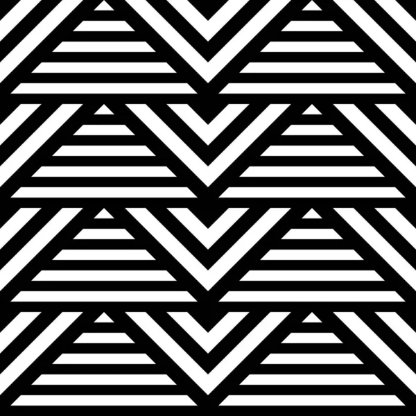 Naadloos Klassiek Geometrisch Patroon Met Abstracte Driehoek Lijnen Gestreepte Monochrome — Stockvector