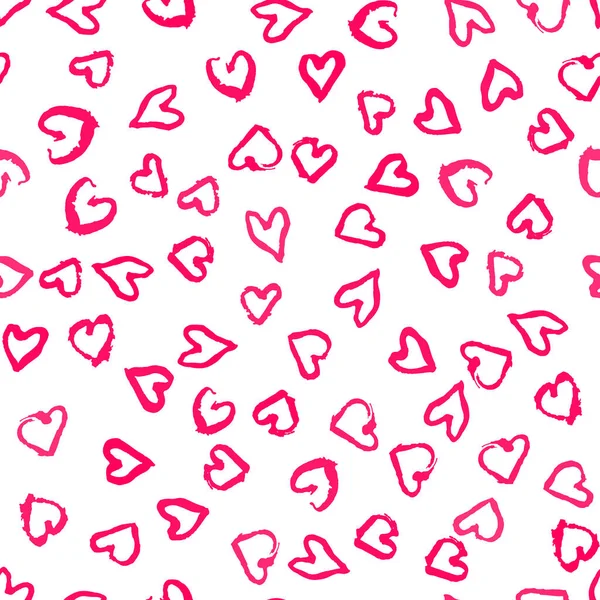 Romantic Seamless Pattern Trace Print Pretty Hearts Vivid Artistic Vector — Stock Vector