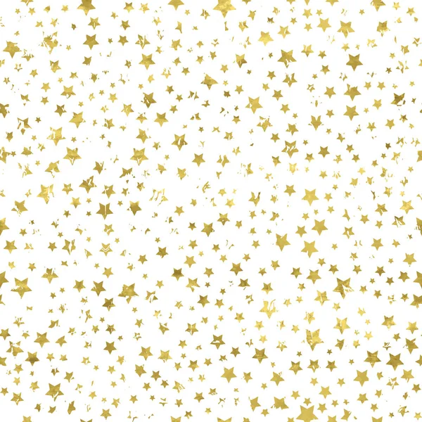 Gold White Seamless Pattern Golden Print Grunge Stars Shiny Vector — Stock Vector