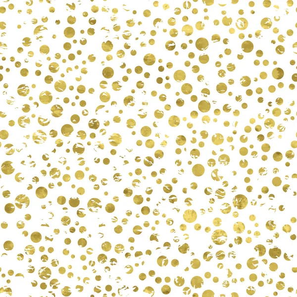 Gold White Seamless Pattern Golden Print Grunge Circles Shiny Vector — Stock Vector