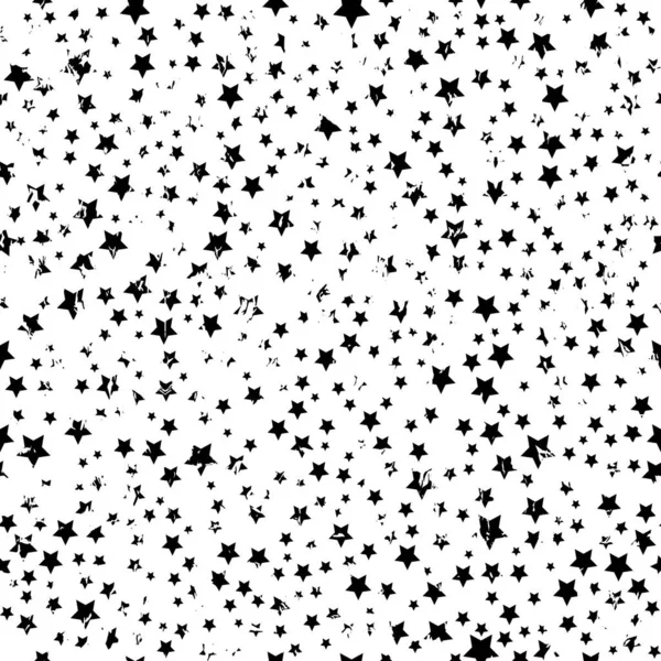 Zwarte Witte Ruimte Naadloos Patroon Met Grunge Sterren Herhaal Kosmische — Stockvector