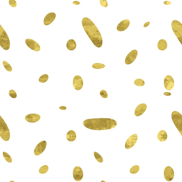 Белый Золотой Бесшовный Рисунок Блестящими Фольгой Текстурированные Конфетти Овальные Круги — стоковый вектор