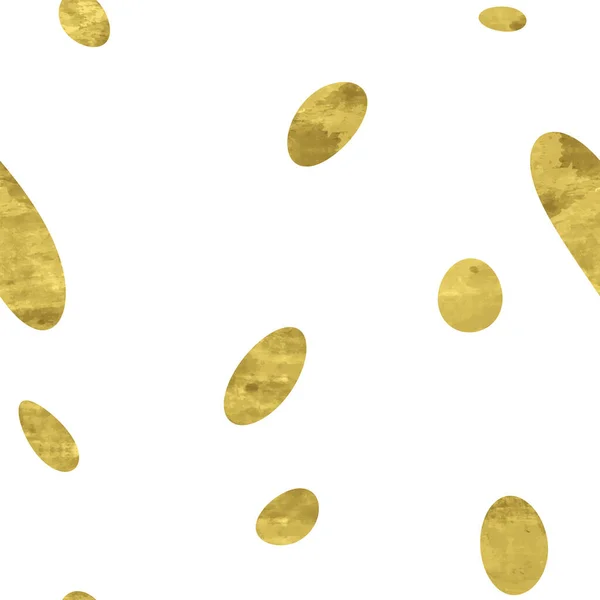 Білий Золотий Безшовний Візерунок Блискучою Фольгою Текстуровані Конфетті Овальні Кола — стоковий вектор