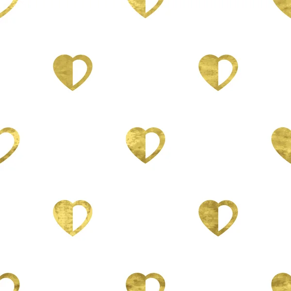 Patrón Blanco Dorado Sin Costuras Con Corazones Confeti Texturizados Con — Vector de stock