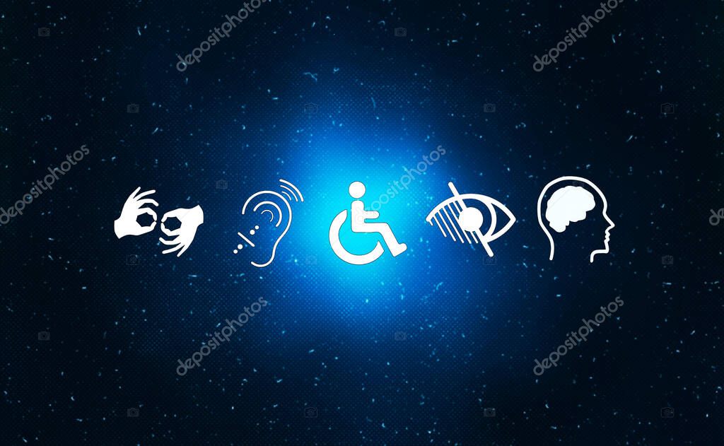 Disabled, Disability Signs, Icons are Visual Presentation.
