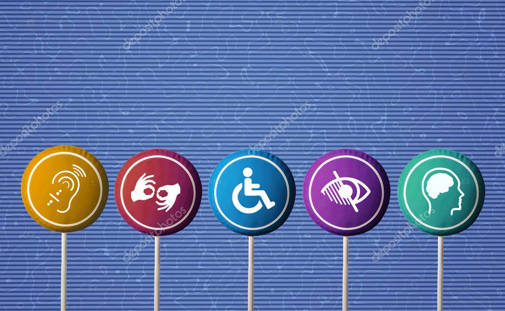 Disabled, Disability Signs, Icons are Visual Presentation.